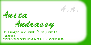 anita andrassy business card